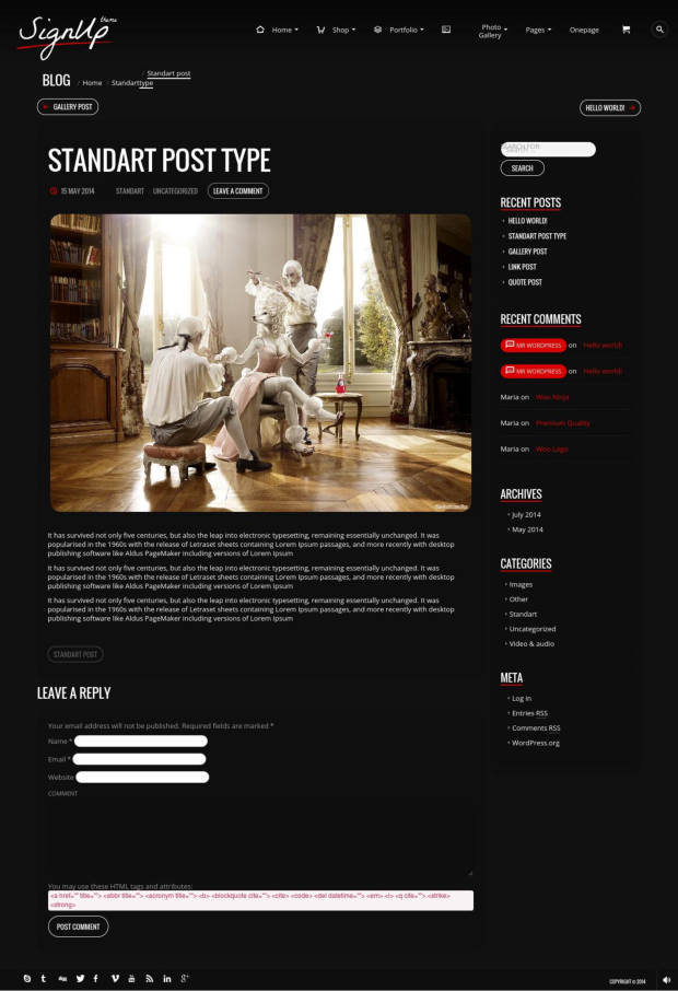 SignUp WordPress Theme Blog Post