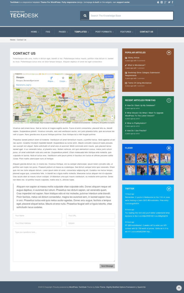 TechDesk WordPress Theme Contact Us Page
