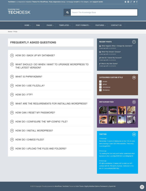 TechDesk WordPress Theme FAQ Page