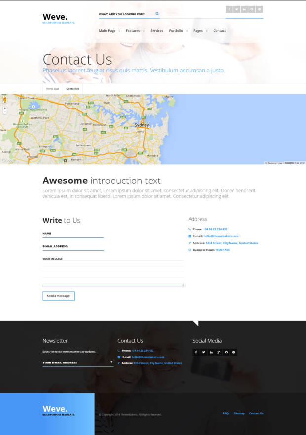 Weve WordPress Theme Contact Us Page
